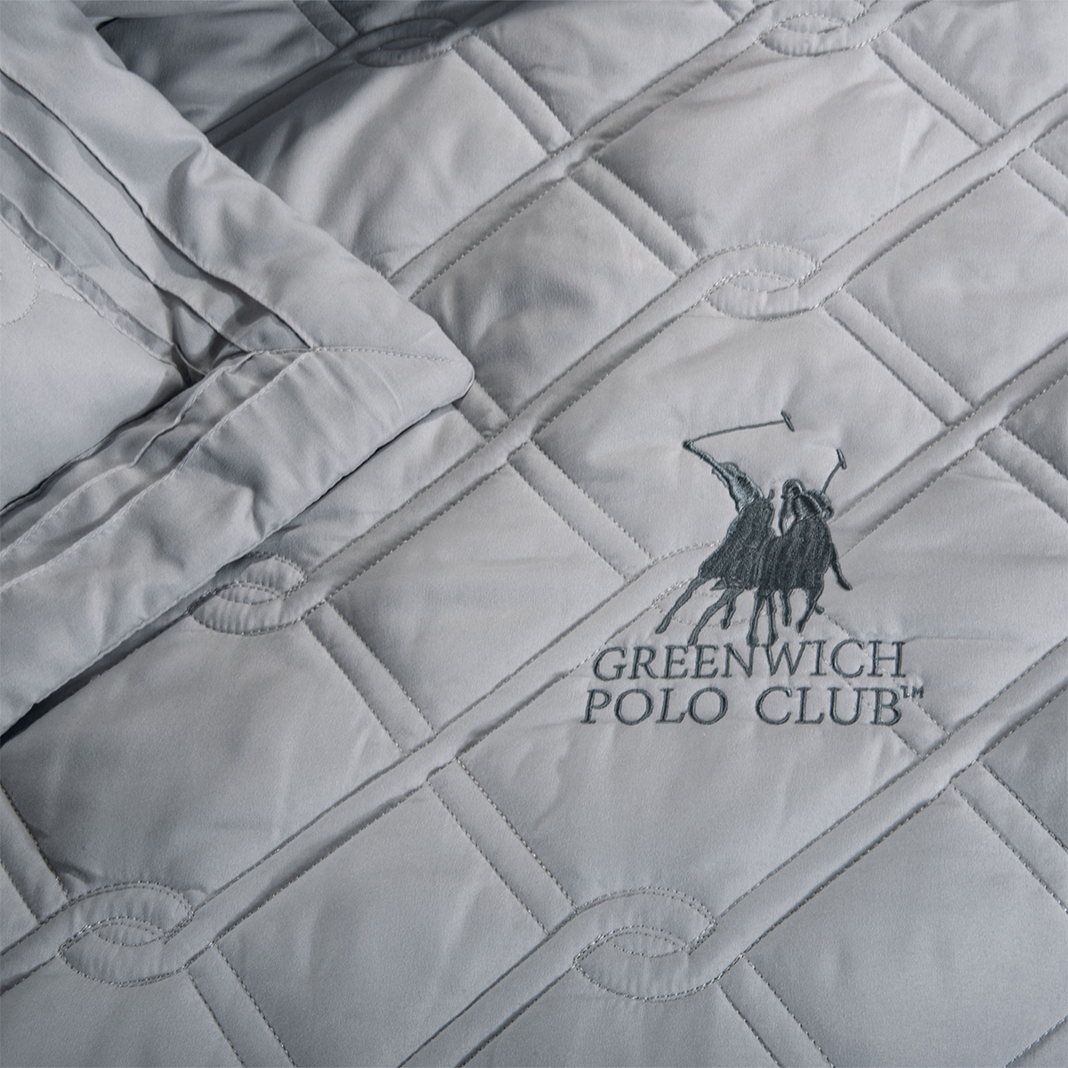 Κουβερλί Υπέρδιπλο (Σετ 220X240) Greenwich Polo Club 3D Solid 2163 Grey Home Λευκά Είδη Μόδα Γάμου Νυφικά Spitishop