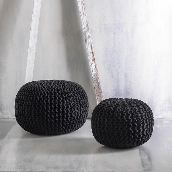 Πουφ (Φ45x30) Rythmos Mayo Black