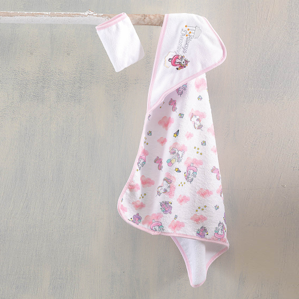 Βρεφική Κάπα + Γάντι Rythmos Pink Unicorn