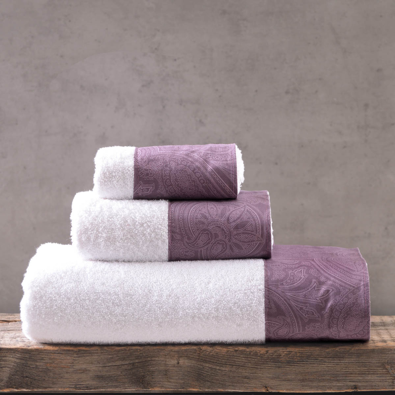 Πετσέτες Μπάνιου (Σετ 3τμχ) Rythmos Charisma White-Purple 500gsm