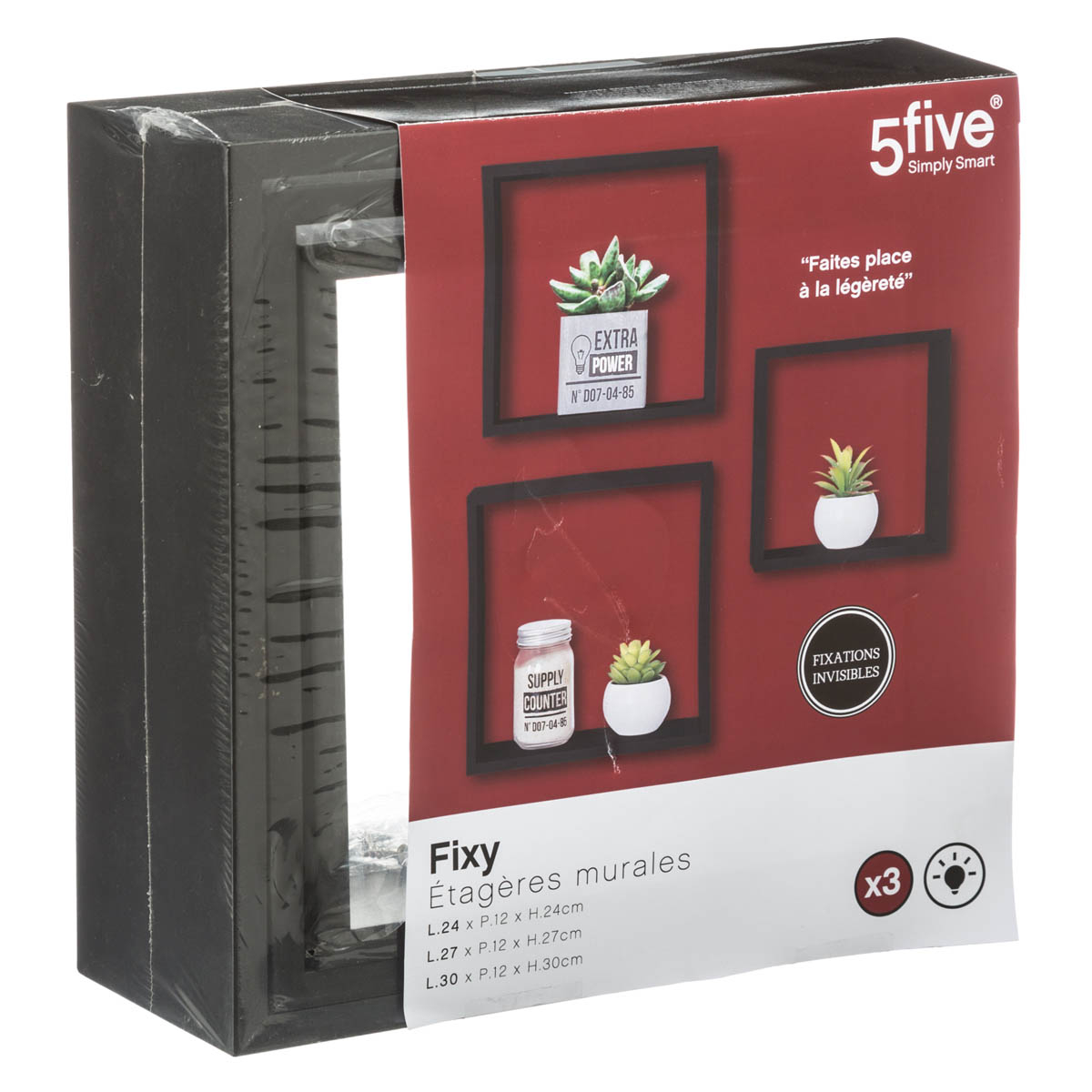 Ράφια Τοίχου (Σετ 3Τμχ) F-V Black 138957A Home Οργάνωση & Αποθήκευση Spitishop