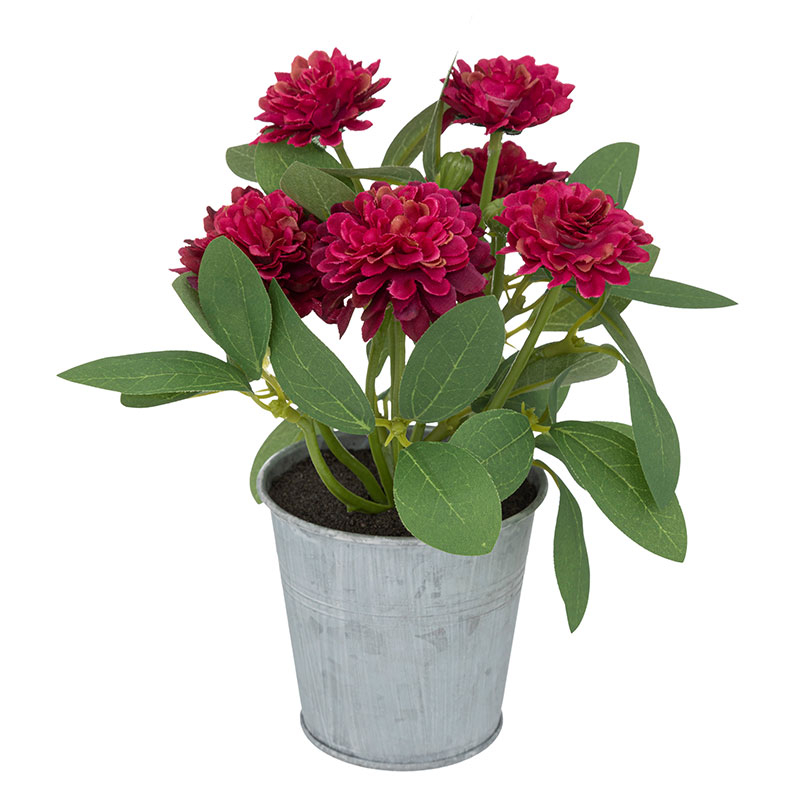 Τεχνητό Λουλούδι Σε Γλάστρα (Φ15x19) A-S Zinc Pot Red 193801