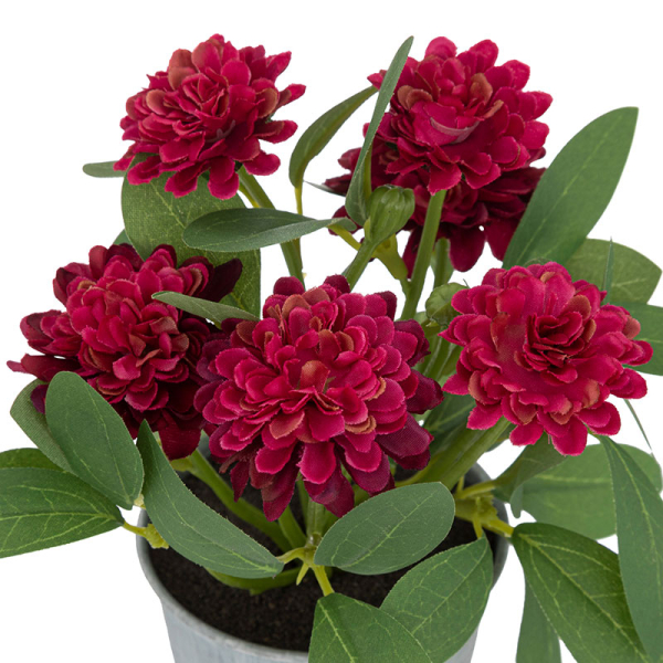 Τεχνητό Λουλούδι Σε Γλάστρα (Φ15x19) A-S Zinc Pot Red 193801