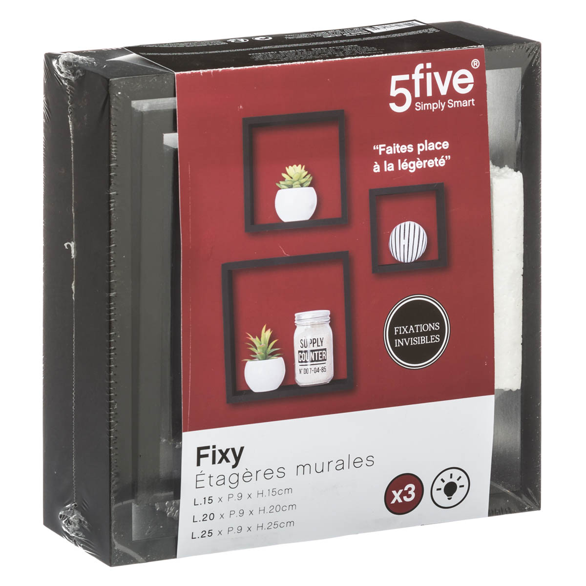 Ράφια Τοίχου (Σετ 3Τμχ) F-V Black 138956A Home Οργάνωση & Αποθήκευση Spitishop