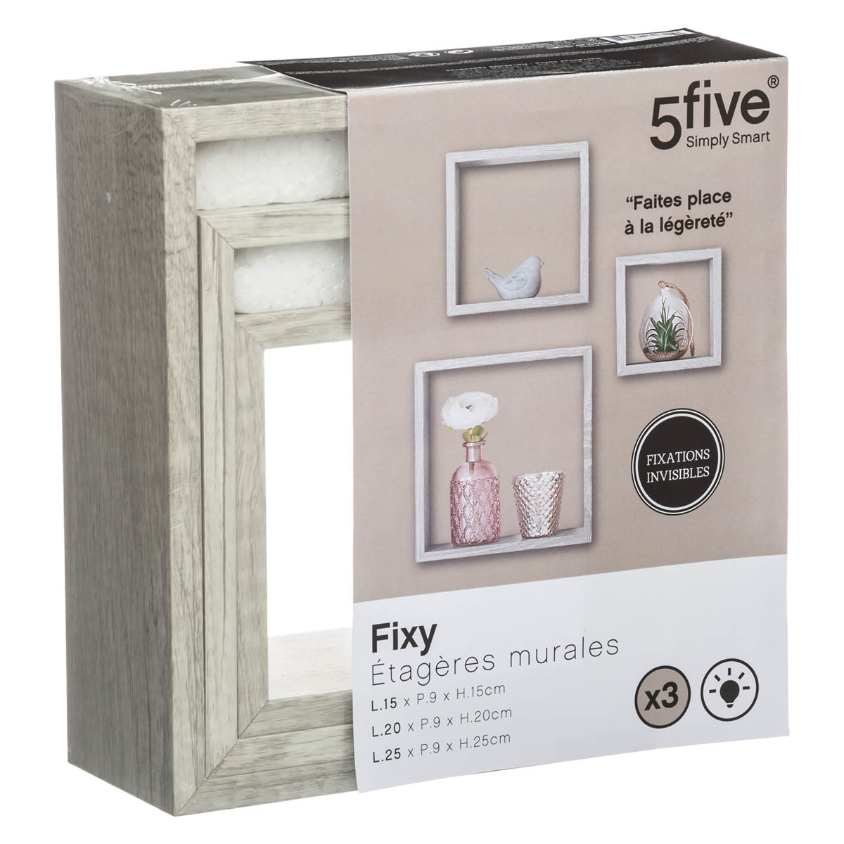 Ράφια Τοίχου (Σετ 3Τμχ) F-V Grey 138956D Home Οργάνωση & Αποθήκευση Spitishop