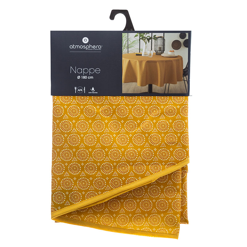 Αλέκιαστο Τραπεζομάντηλο Ροτόντα (Φ180) A-S Ethnik Ochre 168840R Home Λευκά Είδη Κουζίνας & Τραπεζαρίας Τραπεζομάντηλα Spitishop
