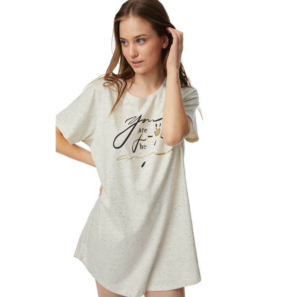 Νυχτικό Γυναικείο Καλοκαιρινό Minerva T-Shirt Dress 52356-106 Εκρού