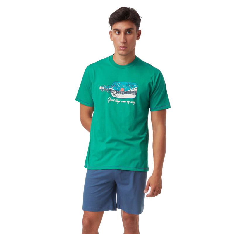 Πιτζάμα Ανδρική Καλοκαιρινή Minerva 71086-599 Πράσινο