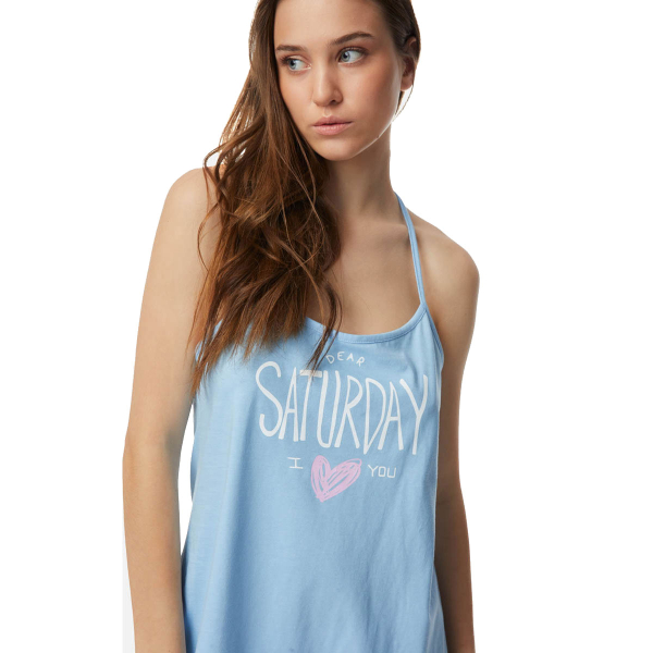 Πιτζάμα Γυναικεία Καλοκαιρινή Minerva Hello Hearts 52344-052 Ουρανί