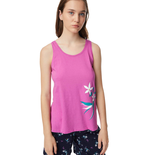 Πιτζάμα Γυναικεία Καλοκαιρινή Minerva Flower 52333-548 Φούξια