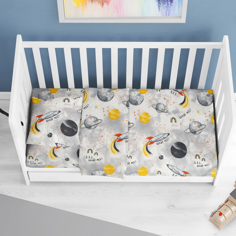 Πάπλωματοθήκη Κούνιας (120x160) Dimcol Spaceship 187 Grey