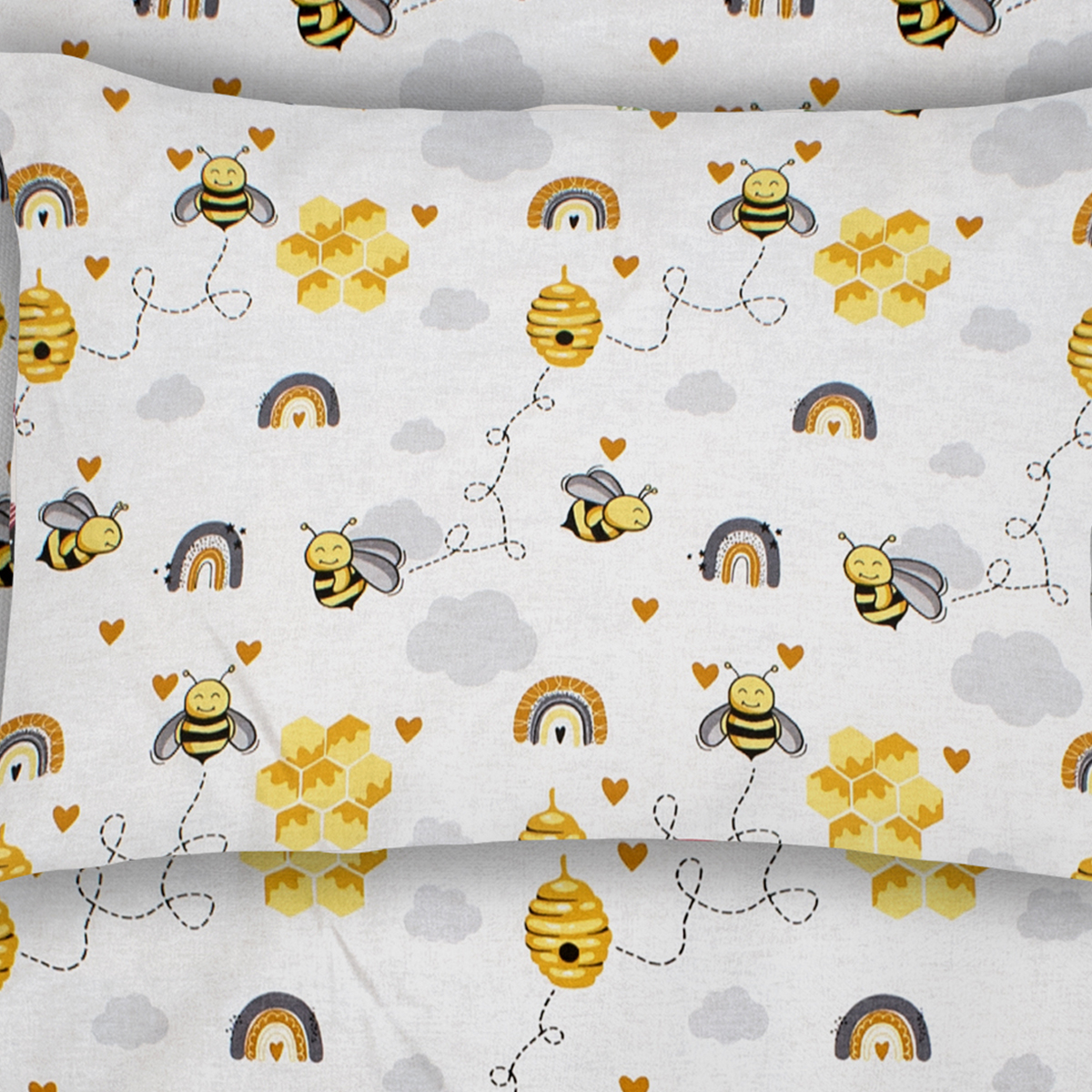 Βρεφική Μαξιλαροθήκη (35×45) Dimcol Honey Bee 545 White-Yellow 245753