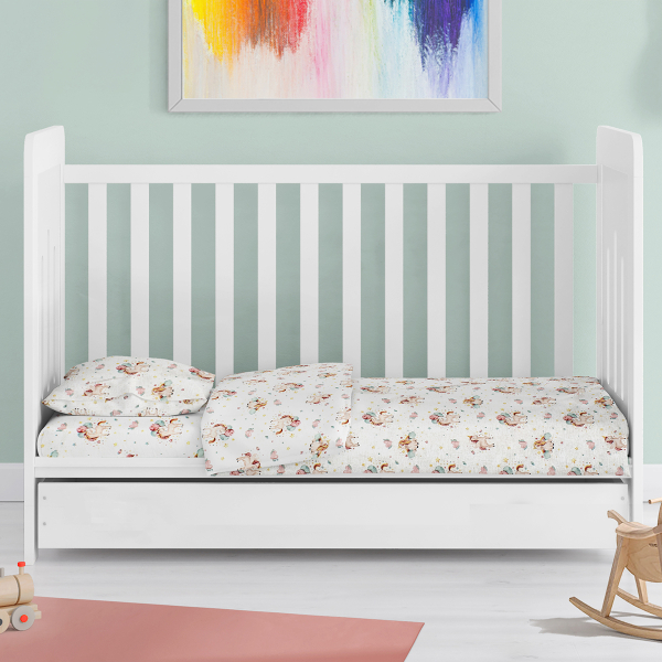 Σεντόνια Κούνιας (Σετ) Dimcol Unicorn 209 White-Salmon