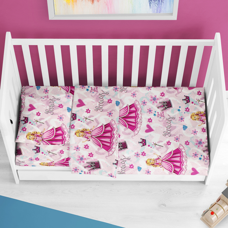 Πάπλωματοθήκη Κούνιας (120x160) Dimcol Princess 390 Pink