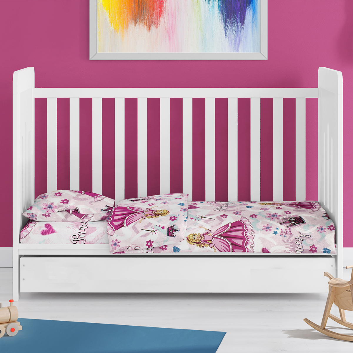 Πάπλωματοθήκη Κούνιας (120X160) Dimcol Princess 390 Pink Home Βρεφικά Προίκα Μωρού Παπλωματοθήκες Βρεφικές Spitishop
