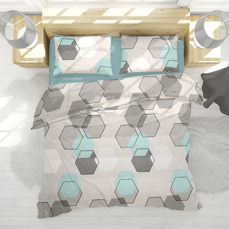 Παπλωματοθήκη Υπέρδιπλη (220x240) Dimcol Hexagon 395 Grey