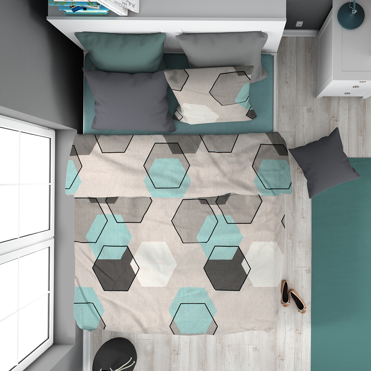 Πάπλωμα Μονό (160×240) Dimcol Hexagon 395 Grey