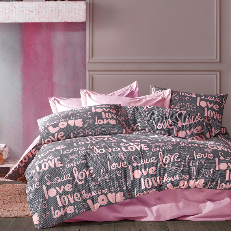 Σεντόνια Υπέρδιπλα (Σετ 220x240) Dimcol Αγάπη 299 Grey-Lilac