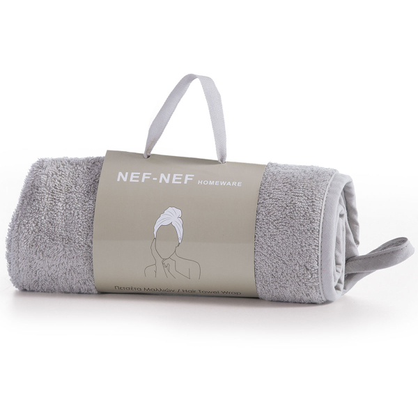 Πετσέτα Στεγνώματος Μαλλιών - Τουρμπάνι (24x61) Nef-Nef Sandy Grey 400gsm