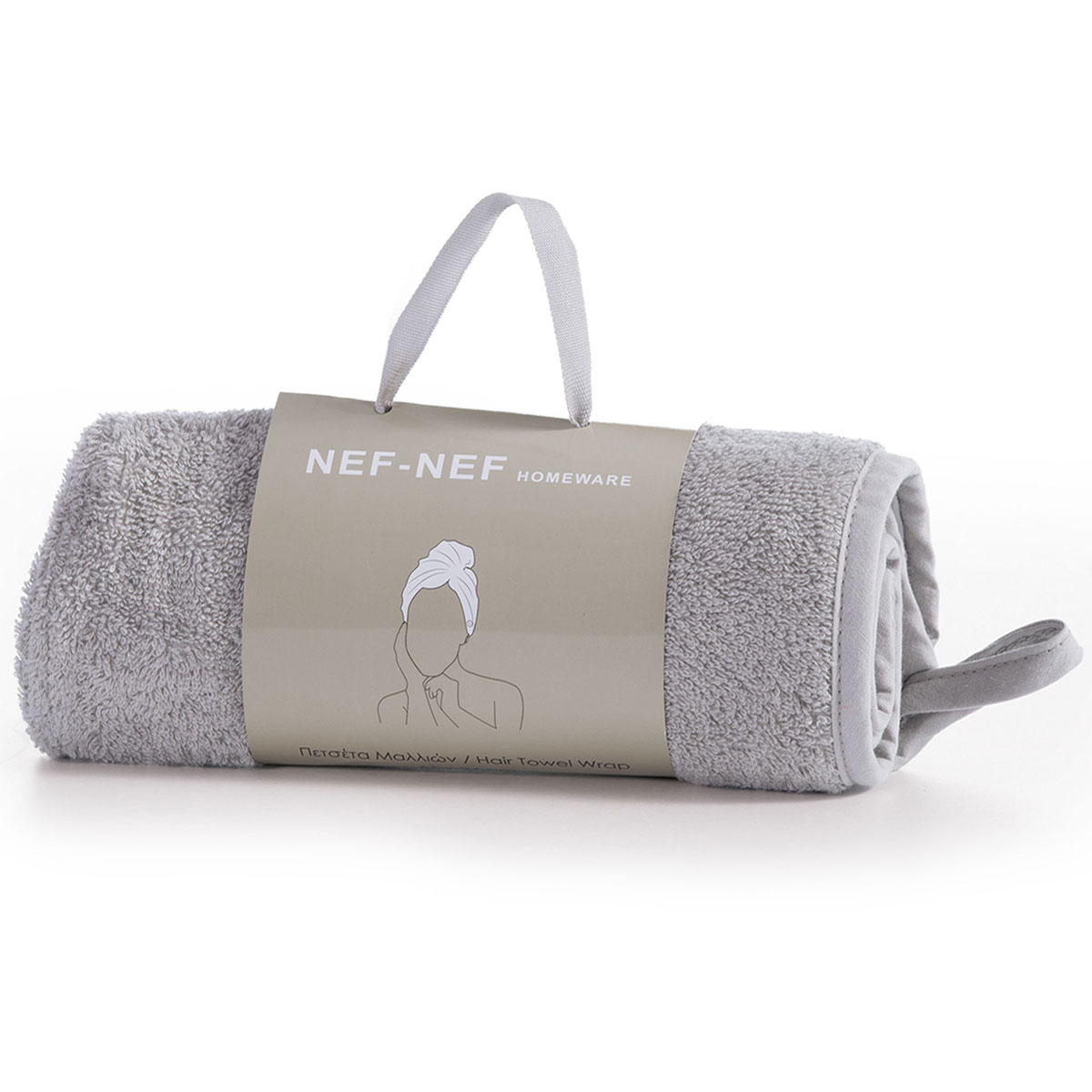 Πετσέτα Στεγνώματος Μαλλιών – Τουρμπάνι (24×61) Nef-Nef Sandy Grey 400gsm