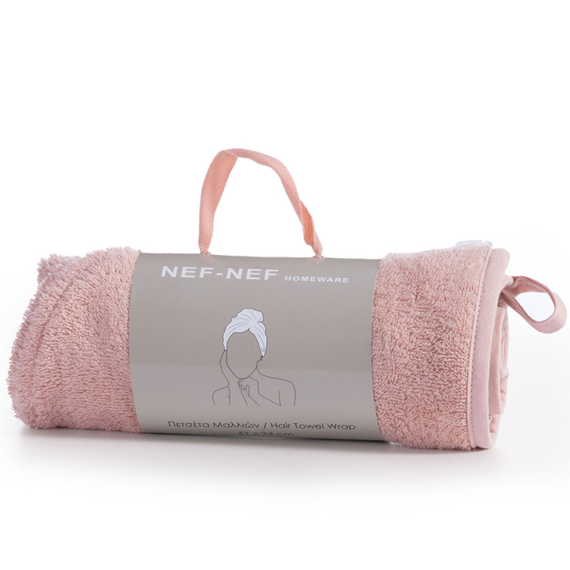 Πετσέτα Στεγνώματος Μαλλιών - Τουρμπάνι (24x61) Nef-Nef Sandy Pink