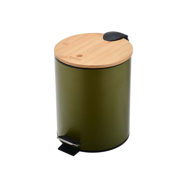 Κάδος Απορριμμάτων (Φ20.5x25.5) Estia 5lt Bamboo Essentials Olive 02-15114