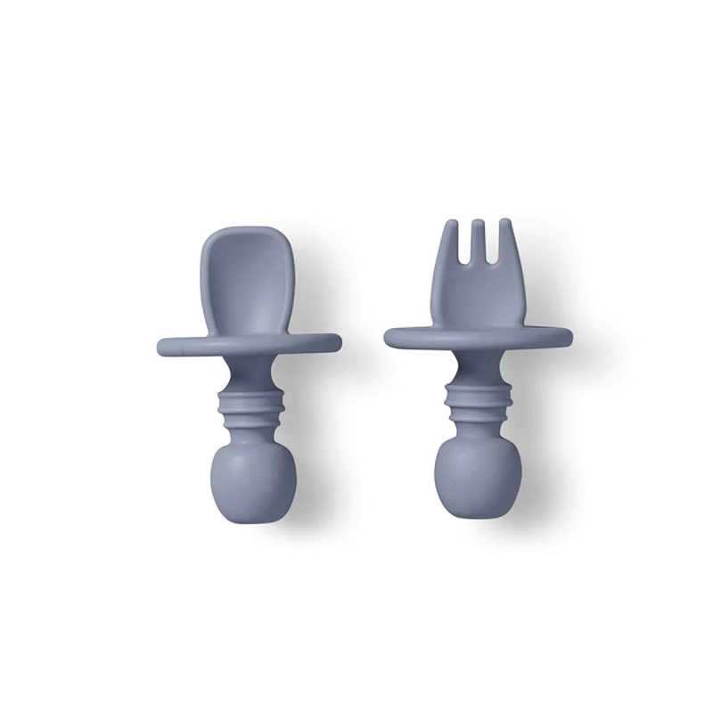 Κουτάλι + Πιρούνι (Σετ) Saro Anti-Choking Blue/Grey 17475