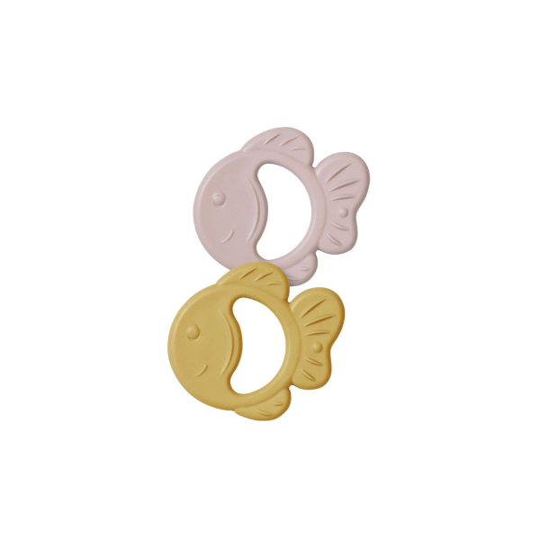 Μασητικό Σιλικόνης (Σετ 2τμχ) Saro Little Fishes Ροζ/Ώχρα 210532