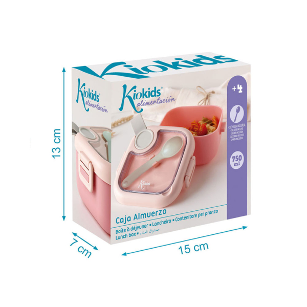Φαγητοδοχείο & Κουτάλι (Σετ) 750ml Kiokids Pink 3535
