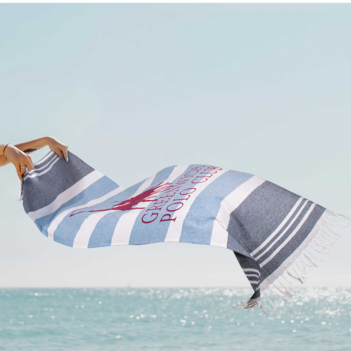 Παρεό (80X170) Greenwich Polo Club Beach 3843 Blue Home Θαλάσσης Spitishop