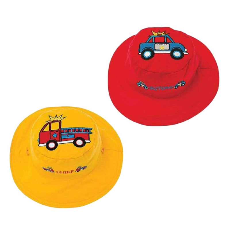 Παιδικό Καπέλο 2 Όψεων Με Αντιηλιακή Προστασία UPF50 FlapjackKids Fire Truck /Police Car