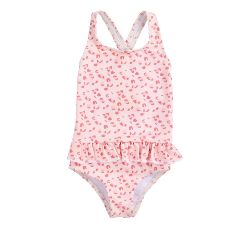 Παιδικό Ολόσωμο Μαγιό Αμάνικο Με Αντηλιακή Προστασία Swim Essentials Leopard Old Pink