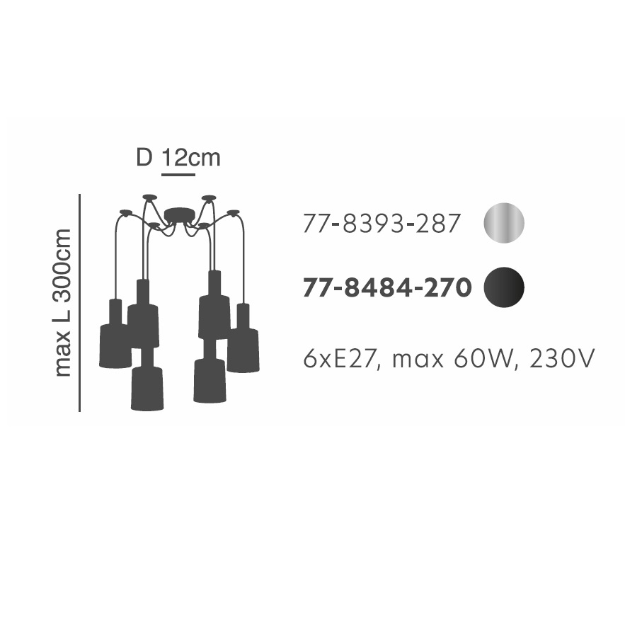 Φωτιστικό Οροφής Πολύφωτο Homelighting 77-8393 Nickel Smoked Home Φωτιστικά Spitishop