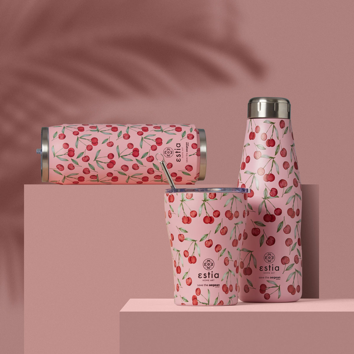 Ποτήρι Θερμός 350Ml Estia Save The Aegean Cherry Rose 01-16876 Home Οργάνωση & Αποθήκευση Spitishop