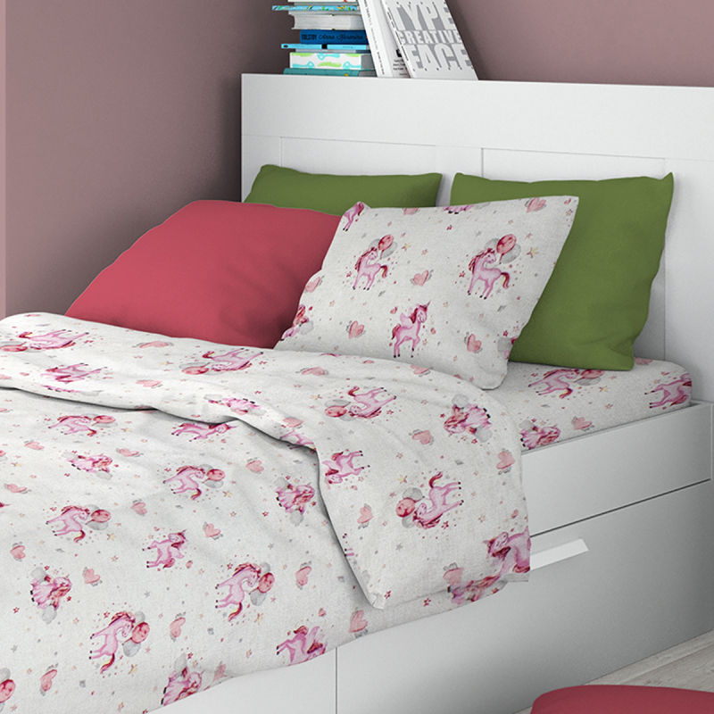 Σεντόνια Μονά (Σετ 3τμχ) Dimcol 208 Unicorn White-Pink