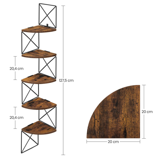 Ραφιέρα Τοίχου 5 Θέσεων (20x20x127.5) Vasagle LLS851B01