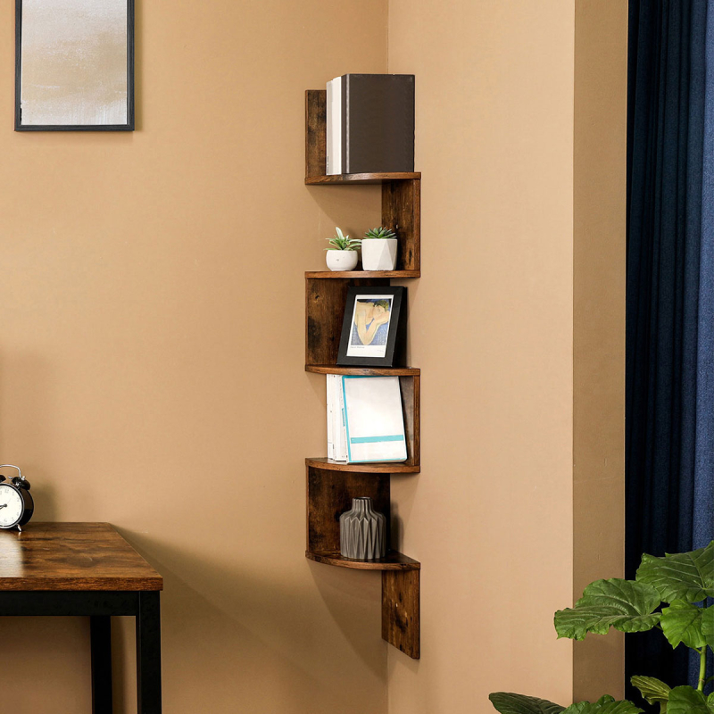 Γωνιακή Βιβλιοθήκη Τοίχου 5 Θέσεων (20x20x127.5) Vasagle LBC72BX