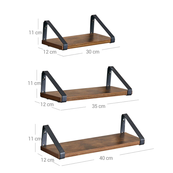 Ράφια Τοίχου (Σετ 3τμχ) Vasagle LWS33BX