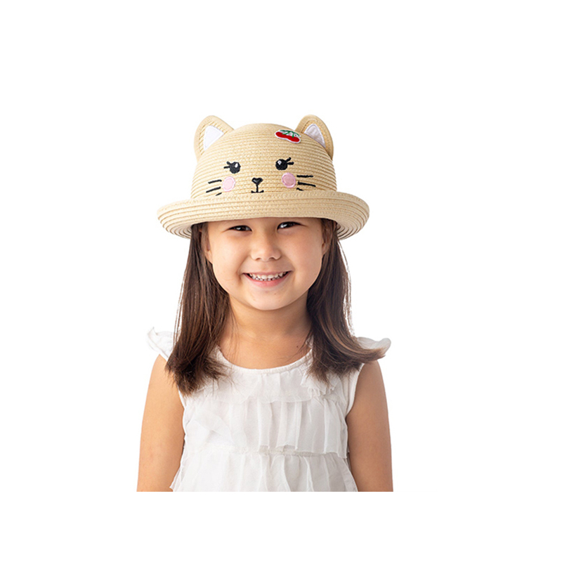 Παιδικό Ψάθινο Καπέλο Με Αντιηλιακή Προστασία UPF50 FlapjackKids Cat