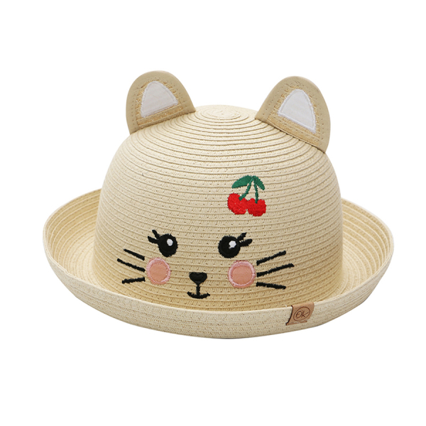 Παιδικό Ψάθινο Καπέλο Με Προστασία UV FlapjackKids Cat