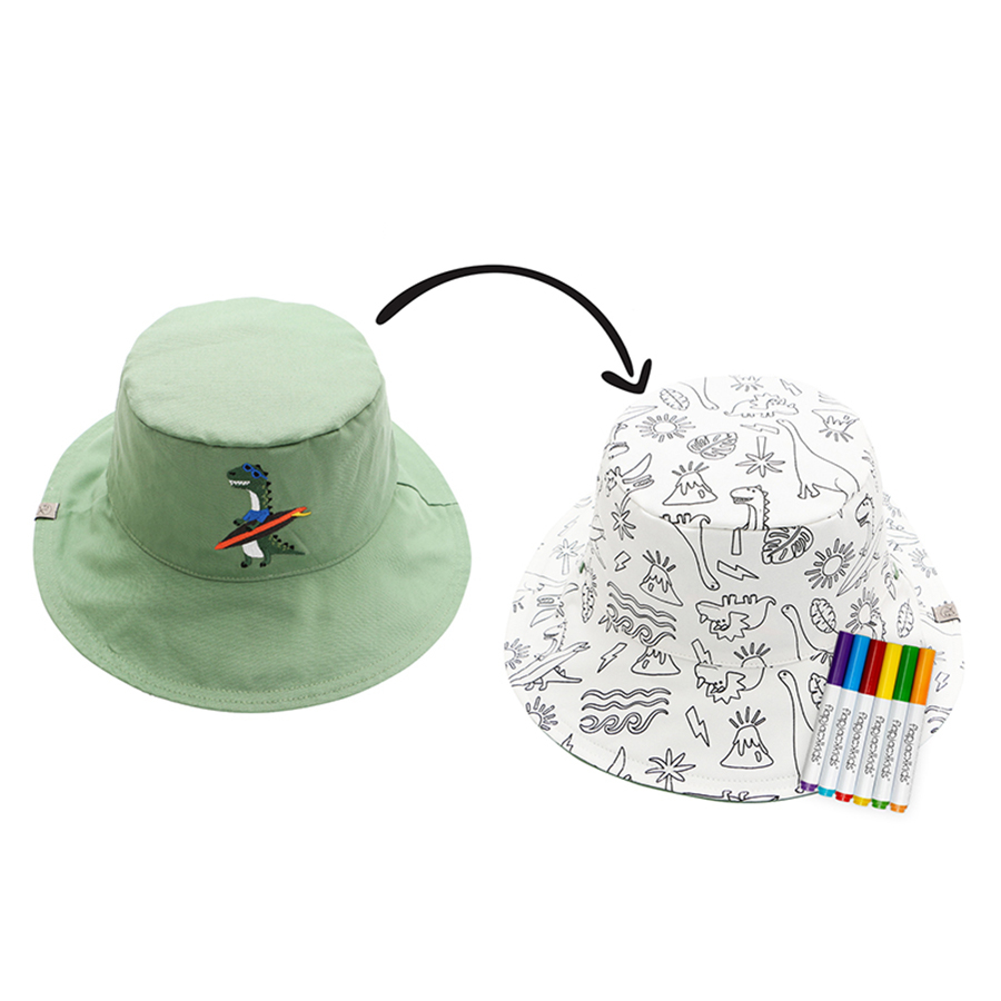 Παιδικό Καπέλο 2 Όψεων Με Προστασία UV FlapjackKids Dino 3-4 Ετών 3-4 Ετών