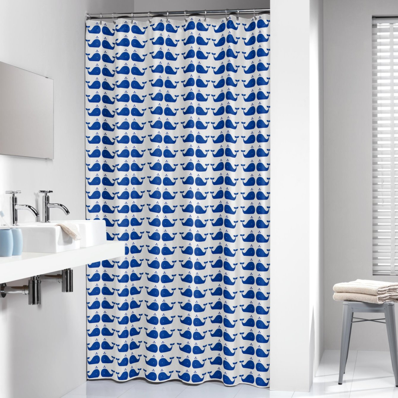 Κουρτίνα Μπάνιου Πλαστική (180x200) Με Κρίκους SealSkin Whale Blue