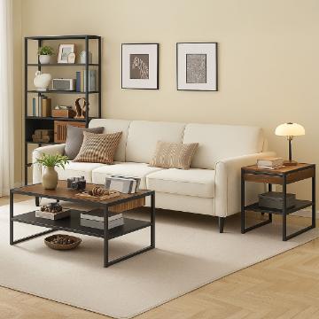 Τραπέζι σαλονιού + τραπεζάκι + ραφιέρα